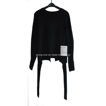 Inverno puro cor knit back slipt camisola para senhoras